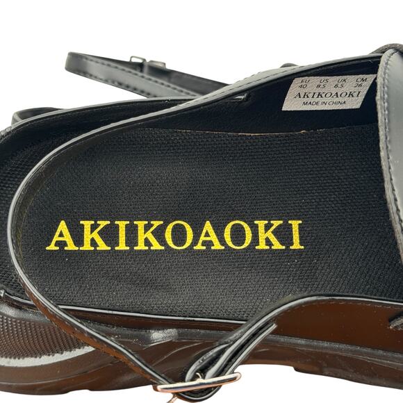 AKIKOAOKI Demi Platform Loafer Black × Black Faux Leather 8.5 Womens School Girl - Picture 6 of 8